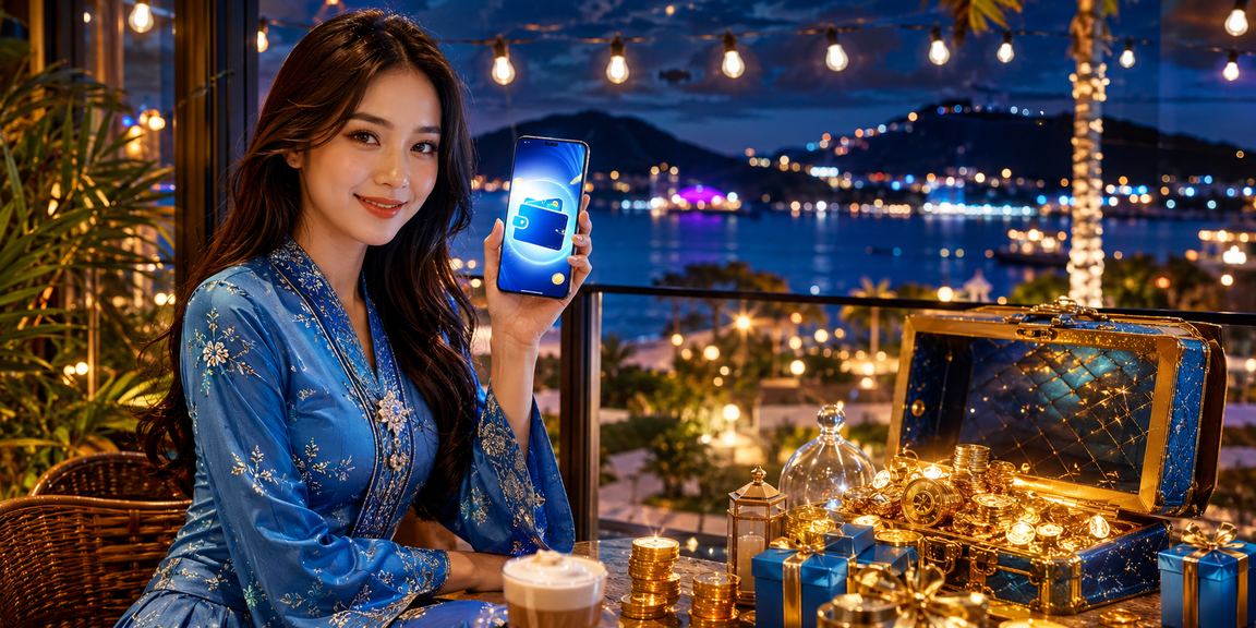Pengguna wanita membuat deposit pertama selepas mendaftar akaun najib44 di Langkawi